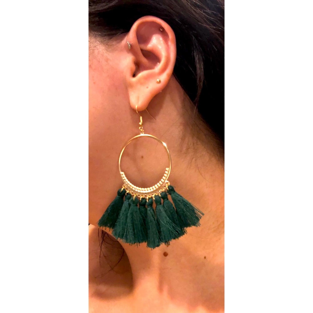 Boho tassel hoop earrings